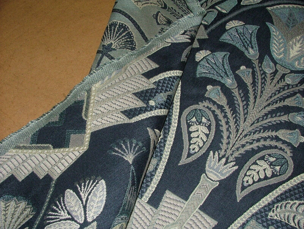 Art Deco Madison Sapphire Blue Thick Jacquard Curtain Upholstery Cushion Fabric