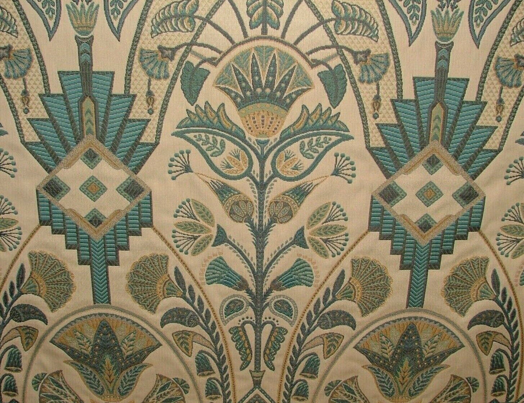 Art Deco Madison Prussian Blue Thick Jacquard Curtain Upholstery Cushion Fabric