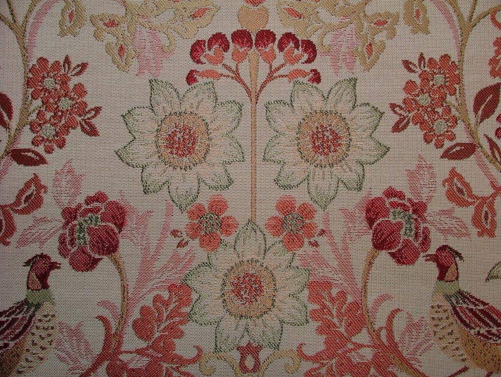 Morris Bird Terracotta Jacquard Fabric Curtain Upholstery Cushion Throw Use