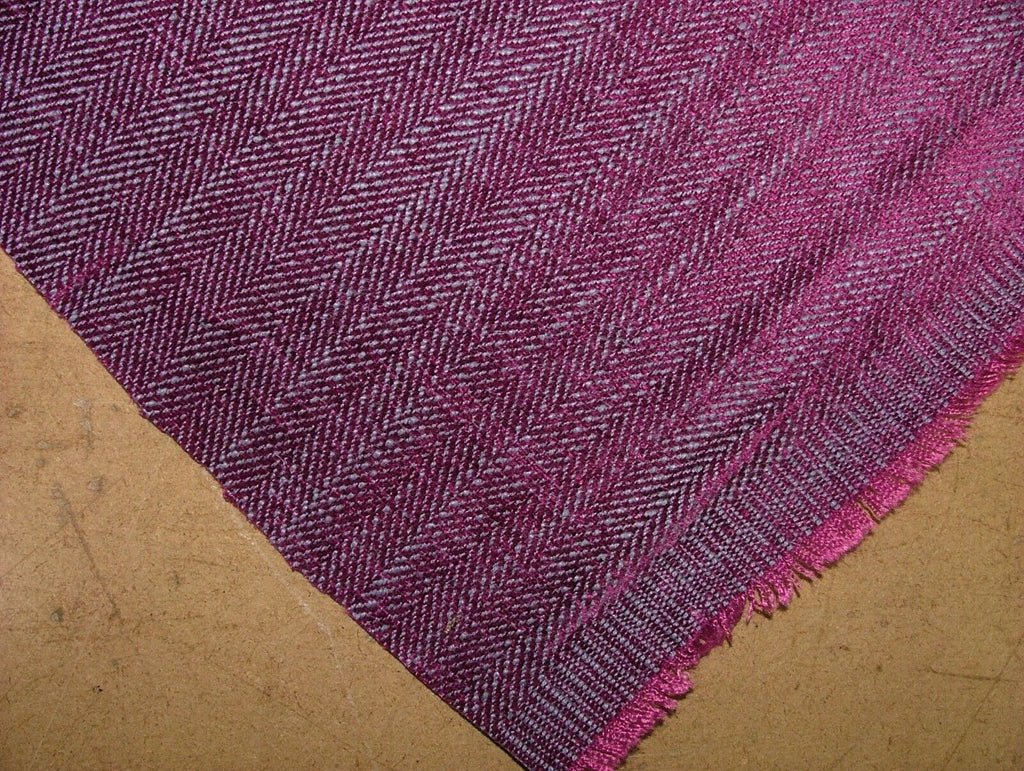 25 Metres Herringbone Magenta Linen Blend Curtain Upholstery Fabric RRP £700.00