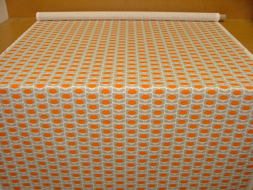 Designer Orla Kiely Ditsy Cyclamen Orange Cotton Curtain Upholstery Fabric