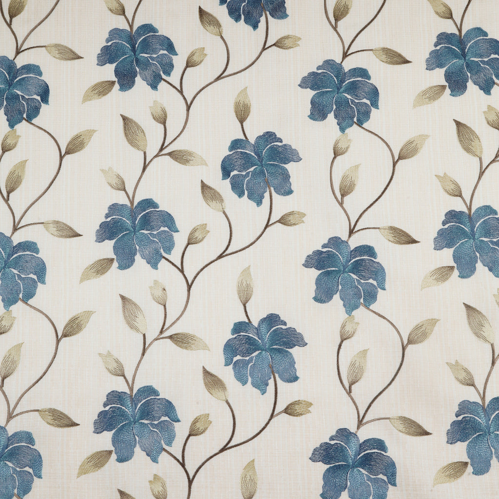 1.3 Metres iLiv Everglade Cobalt Premium Embroidered Fabric Curtain Upholstery0