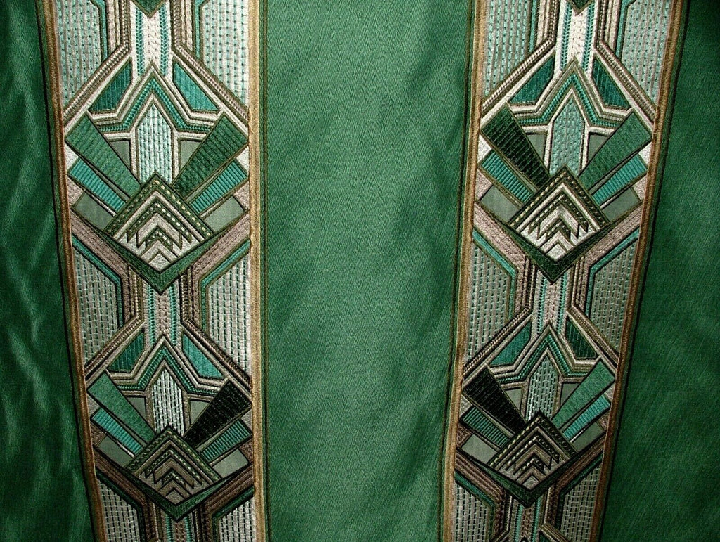 Art Deco Embroidered Gatsby Emerald Jacquard Curtain Upholstery Cushion Fabric