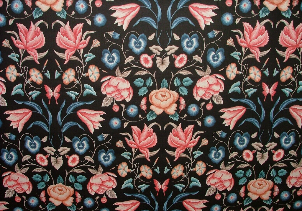 7.5 Metres iLiv Fontaine Onyx Floral Cotton Fabric Cushion Curtain Upholstery