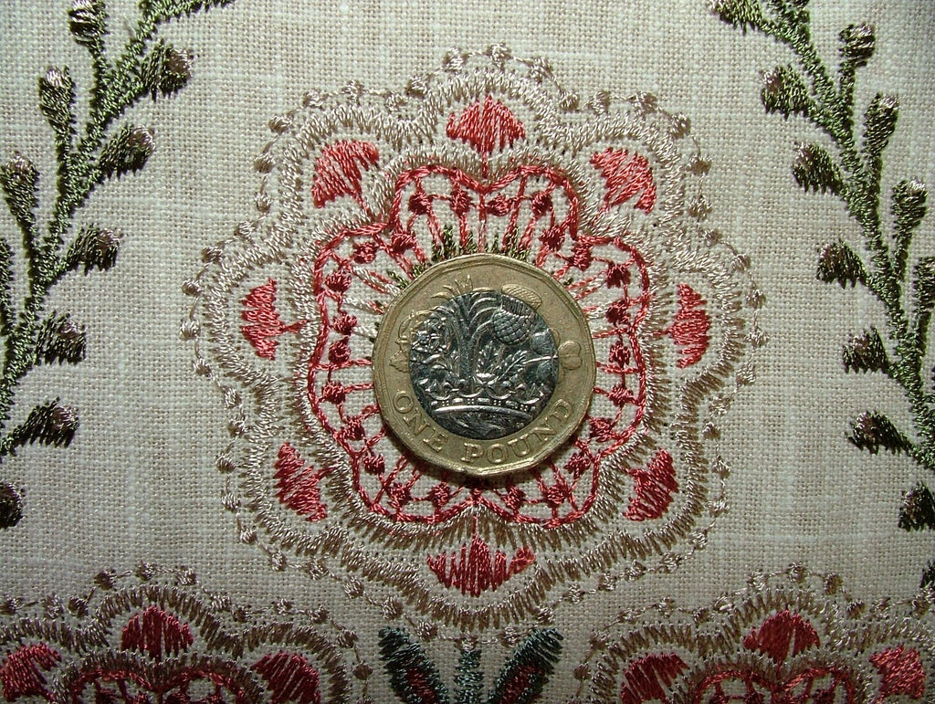 1.15 Metres iLiv Marcella Pine Embroidered Fabric Curtain Upholstery Cushion8