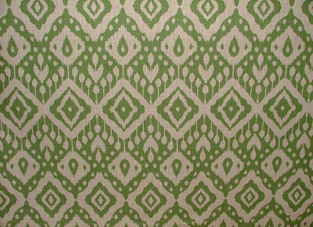 Moroccan Ikat Emerald Green Cotton Curtain Upholstery Cushion Roman Blind Fabric