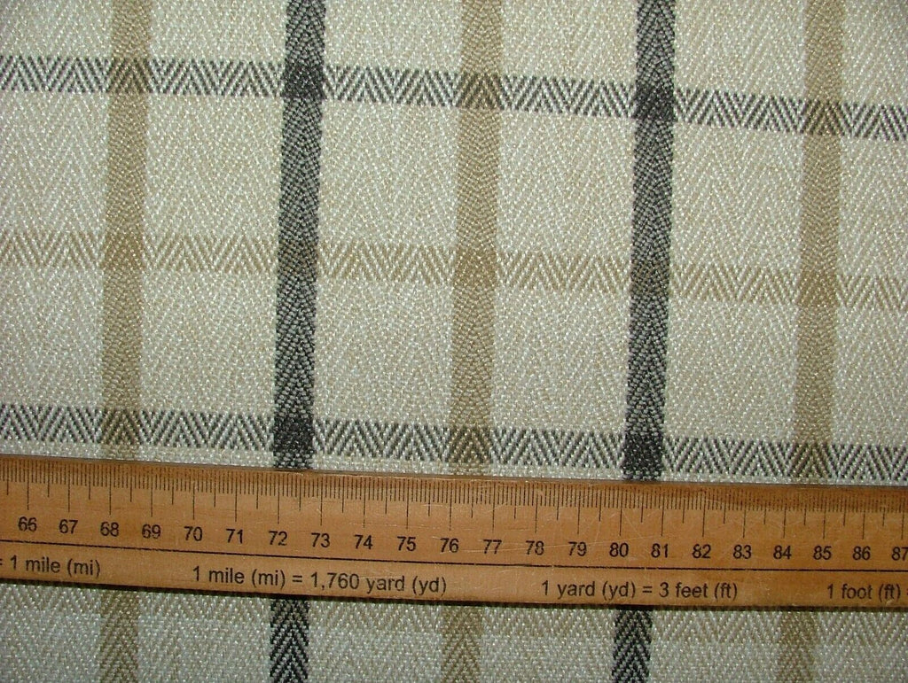 Biscuit Herringbone Wool Effect Thick Tartan Upholstery Cushion Curtain Fabric