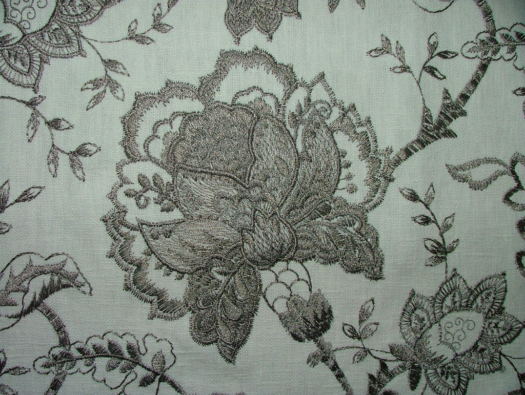 Sandringham Embroidered Curtain Fabric Natural Upholstery  Cushion 6 Metres0