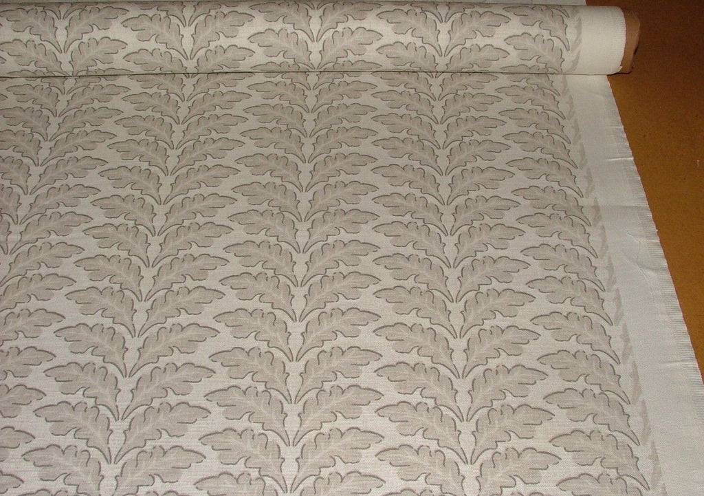 10m Morris Leaf Stone 100% Cotton Curtain Upholstery Cushion Roman Blind Fabric