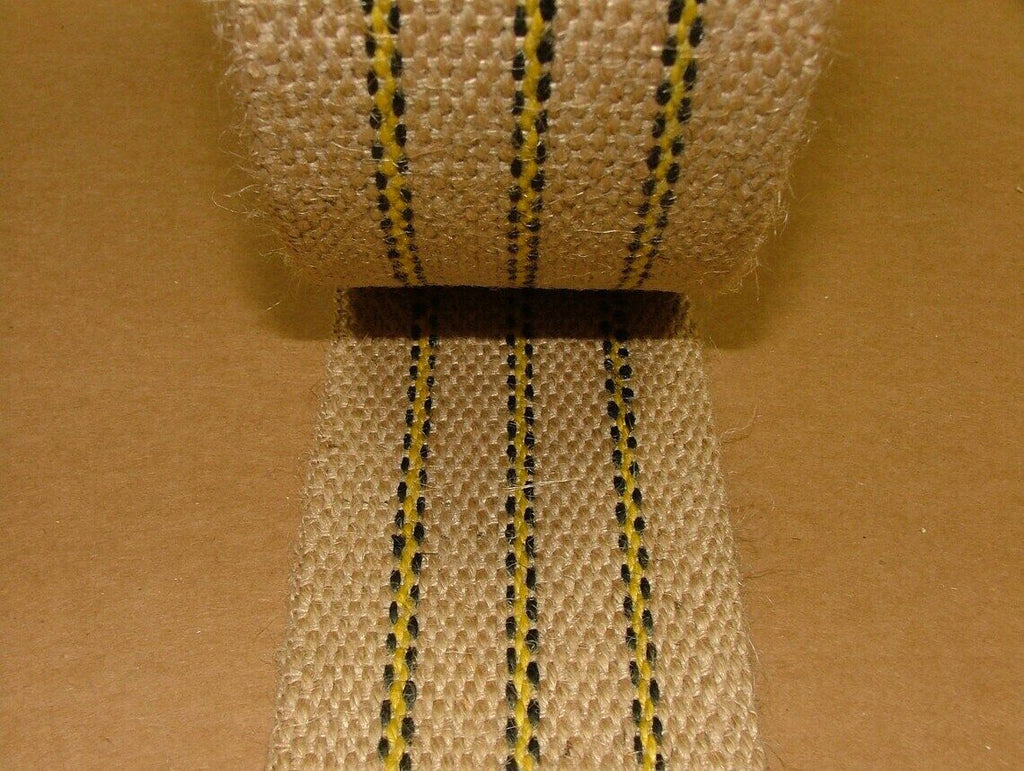 Black & Yellow 14lb 70mm Wide Extra Strong Woven Jute Chair Upholstery Webbing