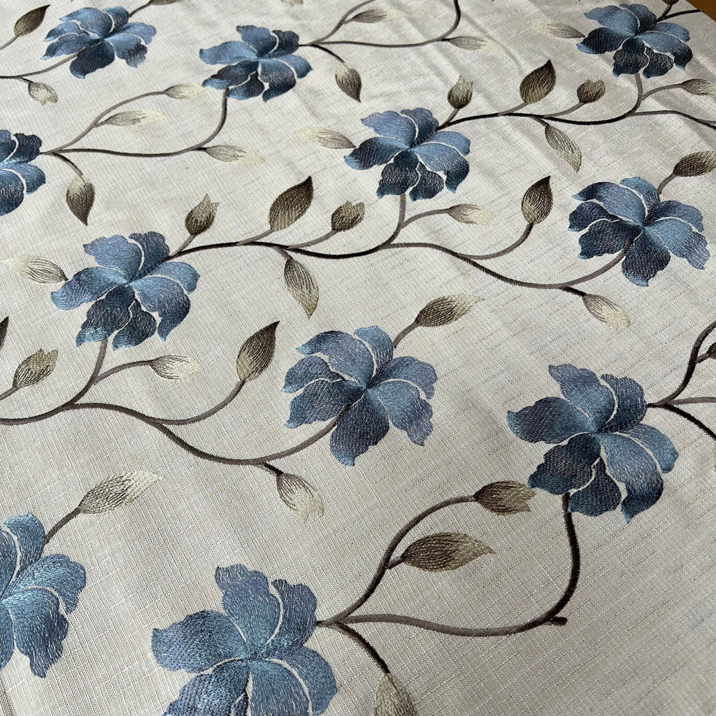 1.3 Metres iLiv Everglade Cobalt Premium Embroidered Fabric Curtain Upholstery3