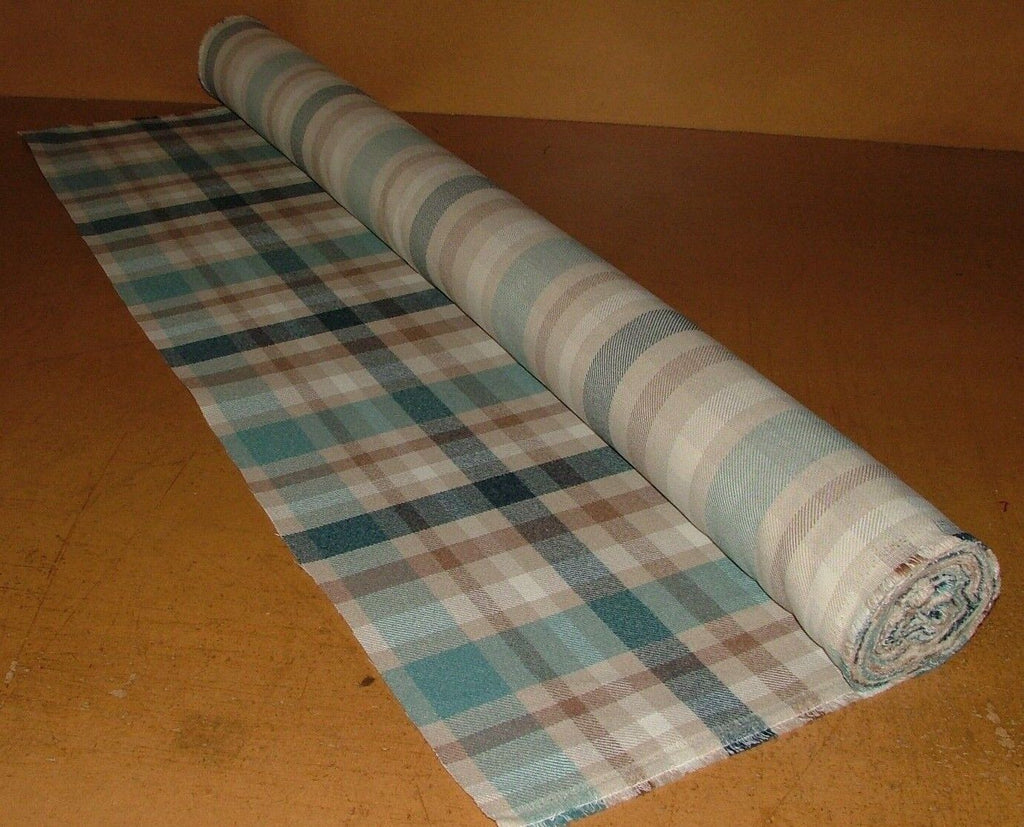 Tobermory Teal Wool Effect Thick Tartan Upholstery Curtain Cushion Fabric