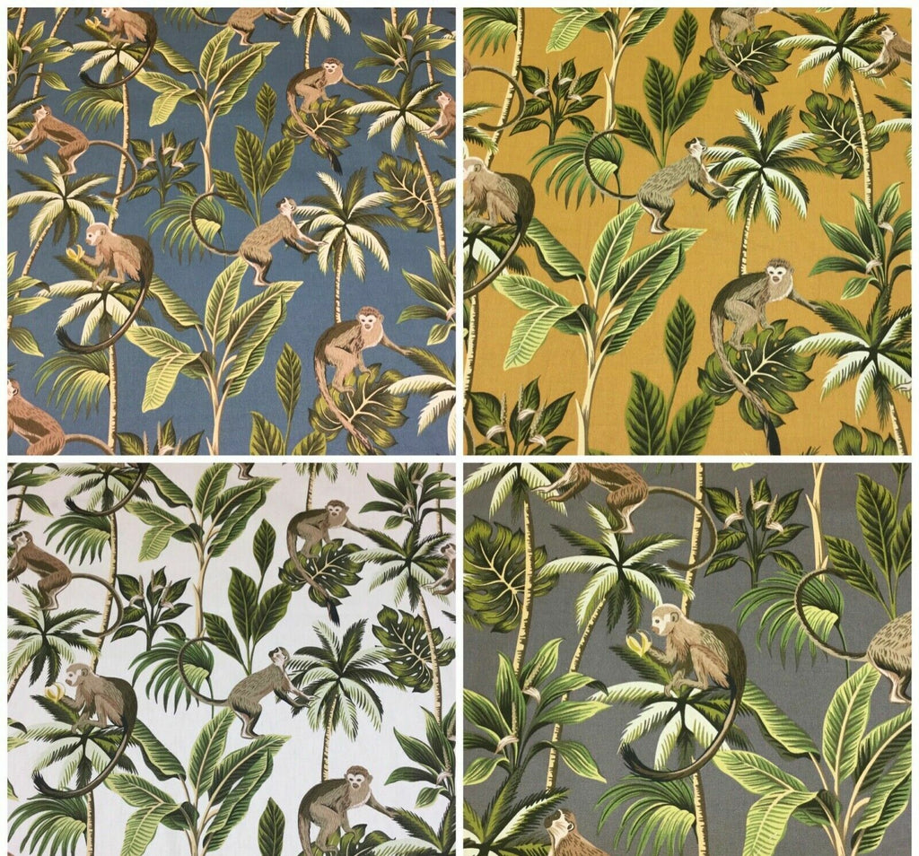 Tropical Monkey Botanical 100% Cotton Curtain Upholstery Cushion Blind Fabric