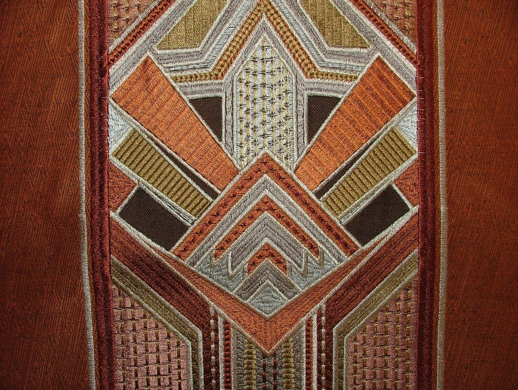 Art Deco Embroidered Gatsby Amber Jacquard Curtain Upholstery Cushion Fabric