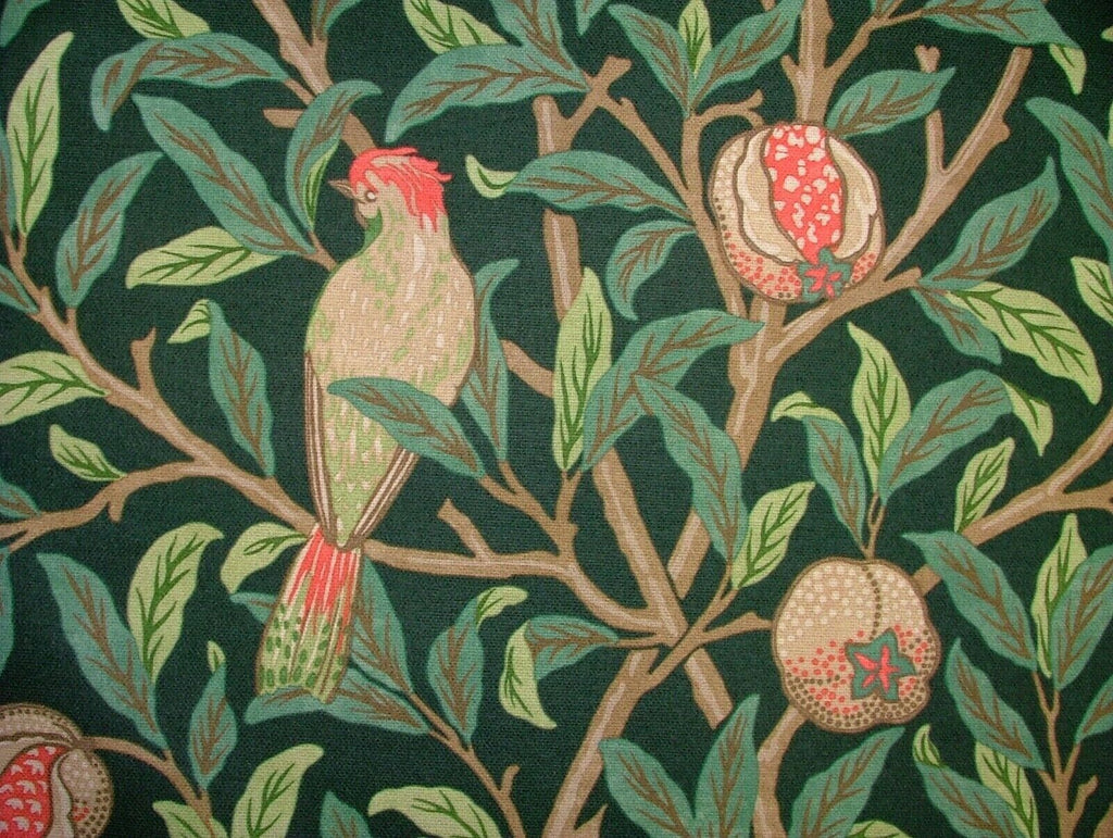William Morris Bird & Pomegranate Deep Green Curtain Upholstery Cushion Fabric