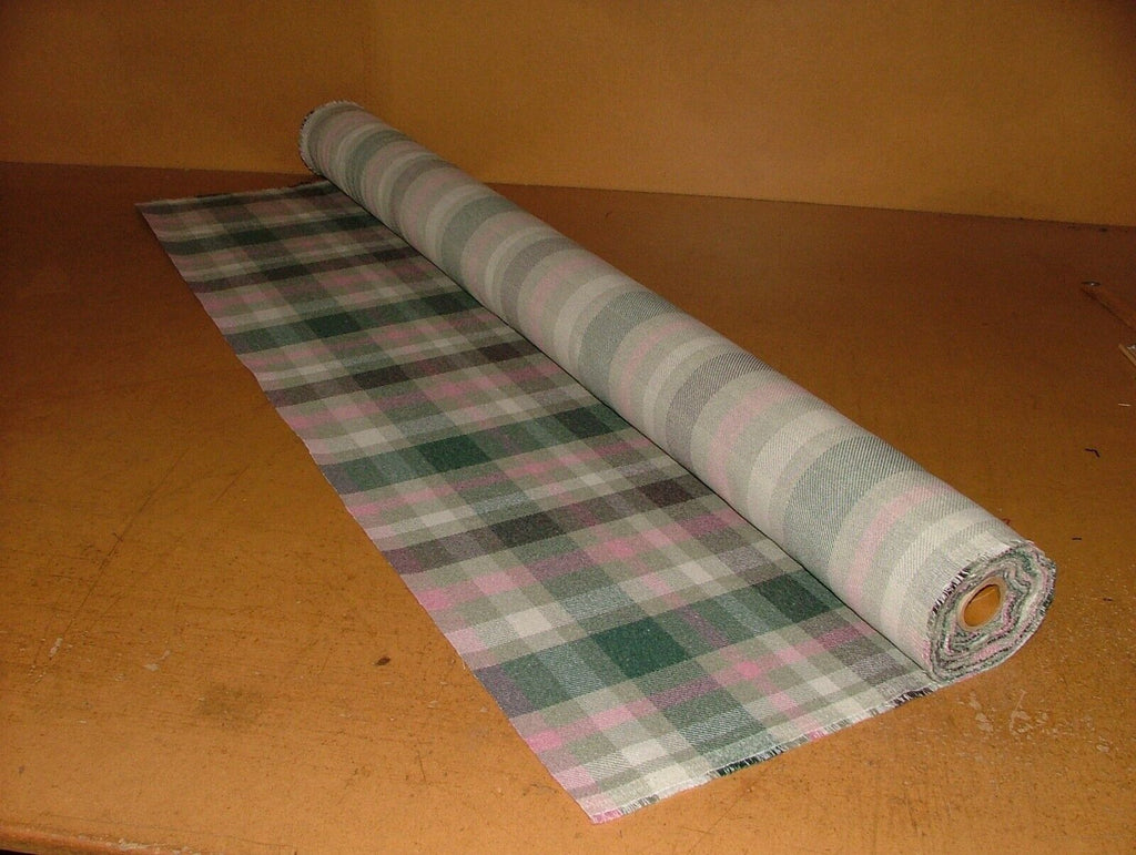 Tobermory Jade Wool Effect Thick Tartan Upholstery Curtain Cushion Fabric