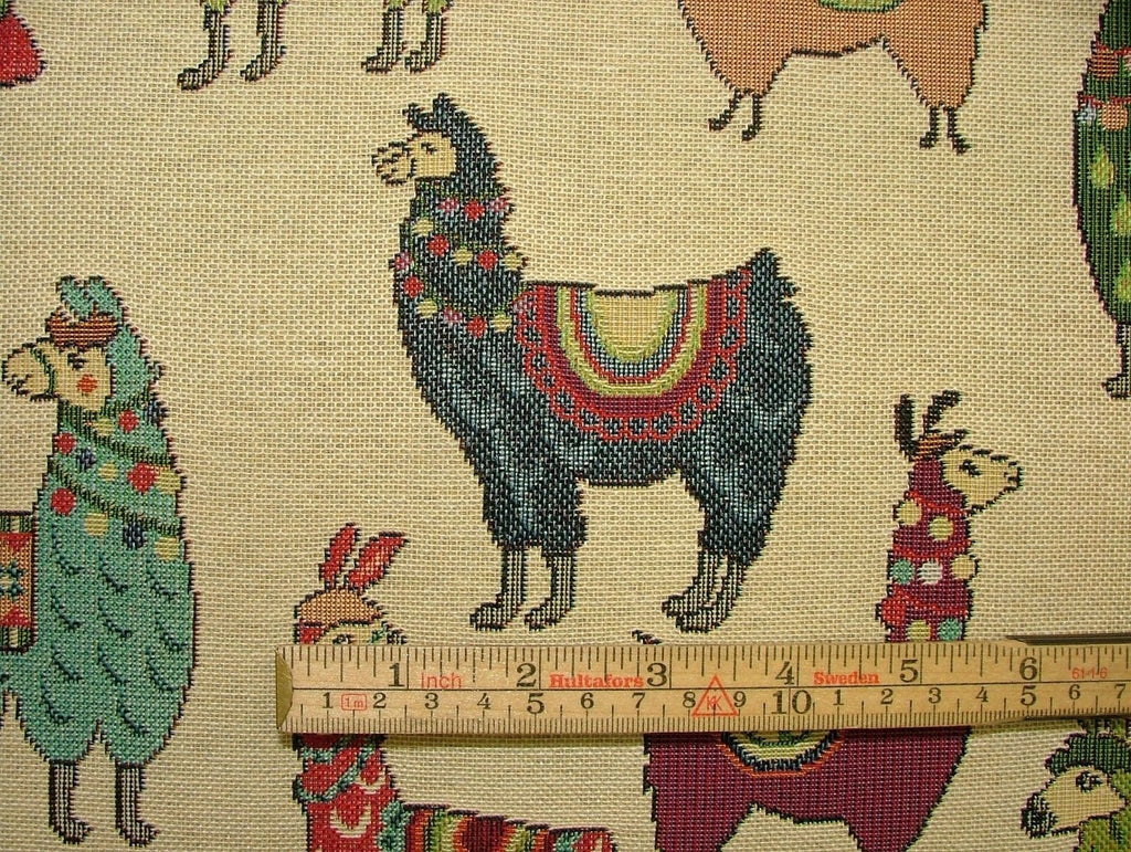 Llama / Alpaca "Animal Tapestry" Designer Fabric Upholstery Curtains Cushions