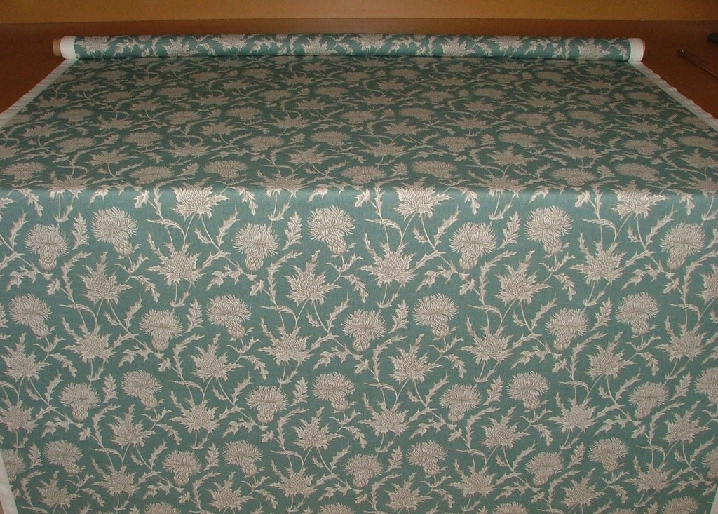 Highland Thistle Teal 100% Cotton Curtain Upholstery Cushion Roman Blind Fabric