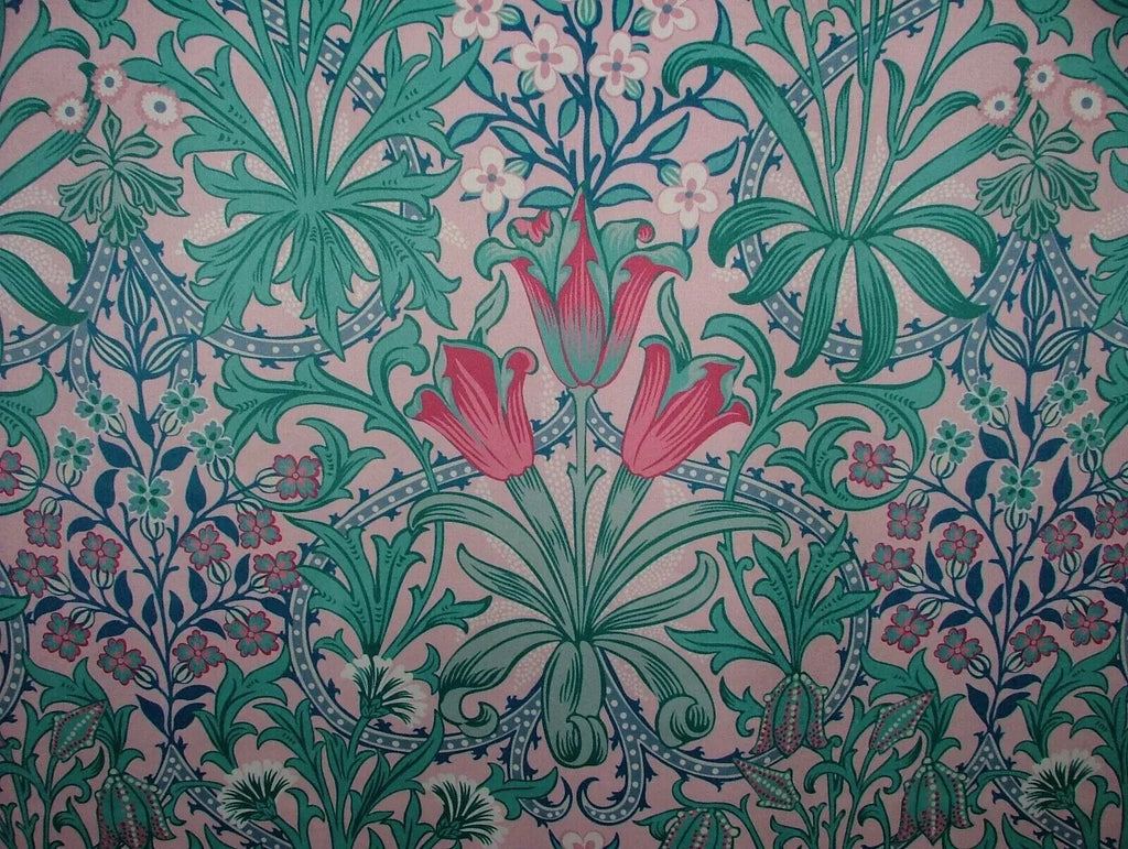 15 Metres Art Nouveau Tulip Floral Pink Velvet Fabric Curtain Upholstery Cushion