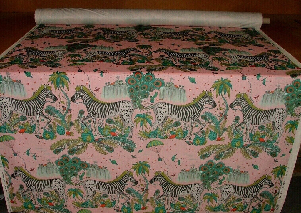 Emma J Shipley Lost World Pink Velvet Fabric Curtain Upholstery Cushion Use