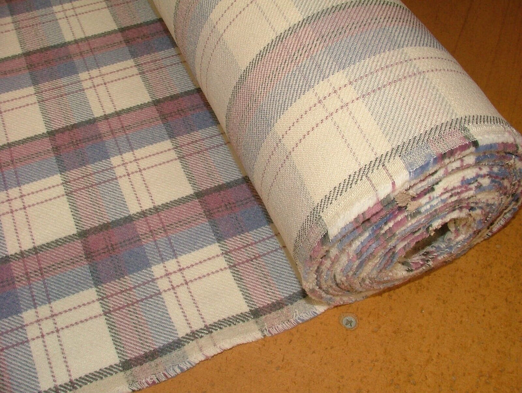 17 Metres Heather Lilac Wool Effect Tartan Upholstery Cushion Curtain Fabric