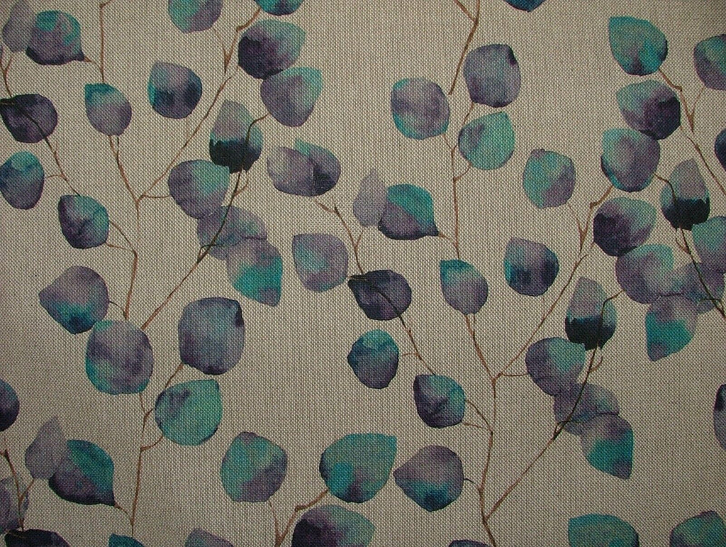 Eucalyptus Tree Leaf Blue Linen Cotton Fabric Curtain Cushion Upholstery Craft