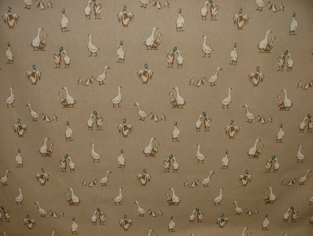 Mini Prints Ducks Animals Linen Look Fabric Curtain Upholstery Blinds