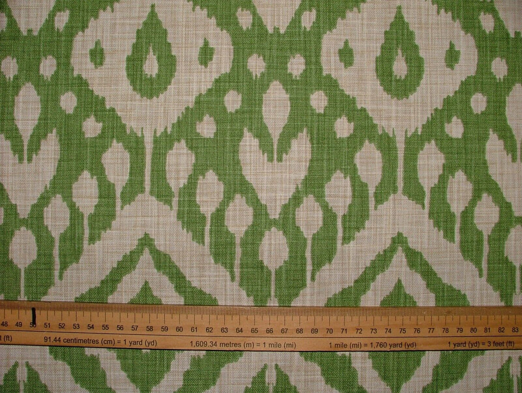 Moroccan Ikat Emerald Green Cotton Curtain Upholstery Cushion Roman Blind Fabric