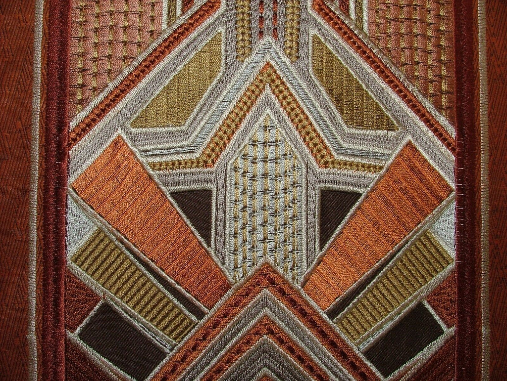 Art Deco Embroidered Gatsby Amber Jacquard Curtain Upholstery Cushion Fabric