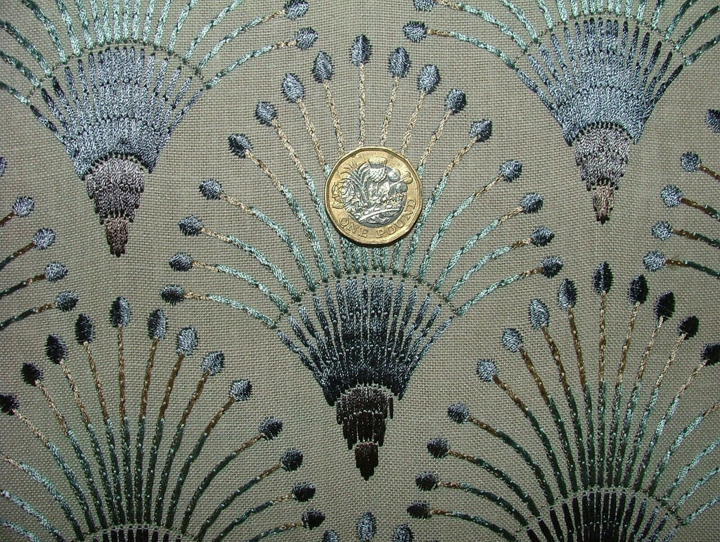 Embroidered Art Deco Fan Cloud Fabric Curtain Upholstery Cushion Soft Furnishing