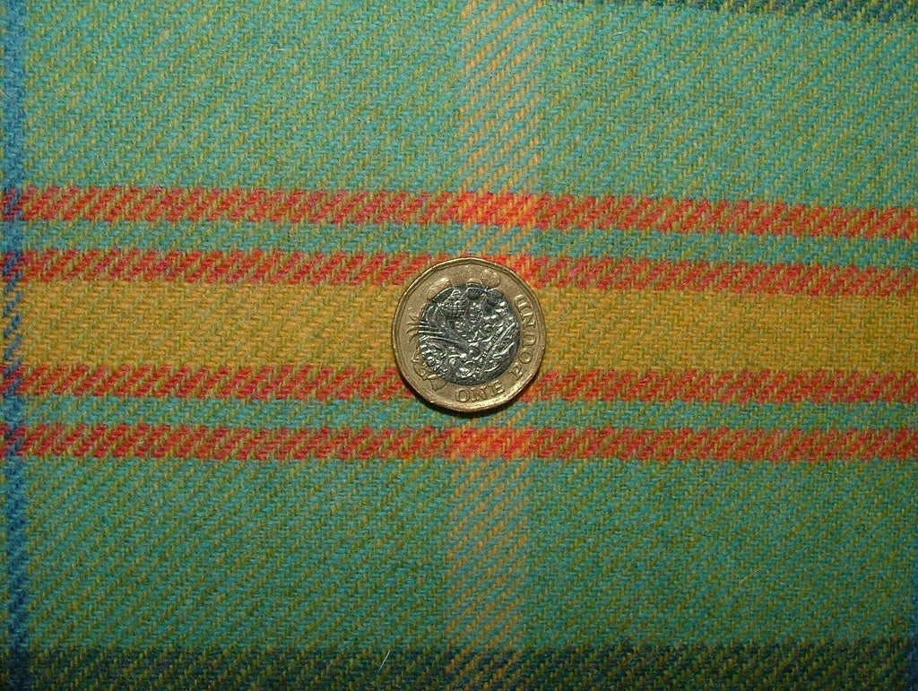 100% Shetland Wool Blue Pistachio Tartan Check Upholstery Curtain Cushion Fabric