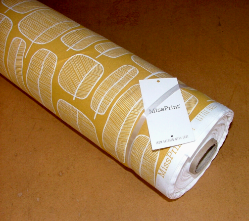 MissPrint Little Trees Yellow Scandi Cotton Curtain Upholstery Cushion Fabric