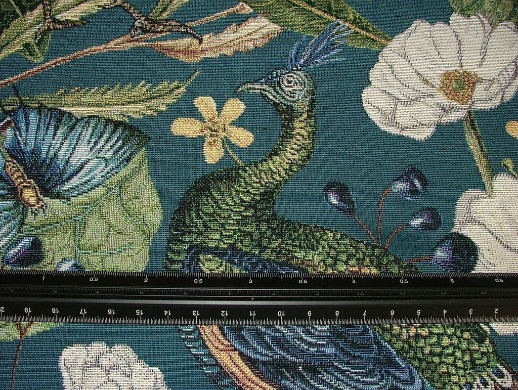 Peacock Teal Tapestry Fabric Curtain Upholstery Cushion Blanket Throws Use