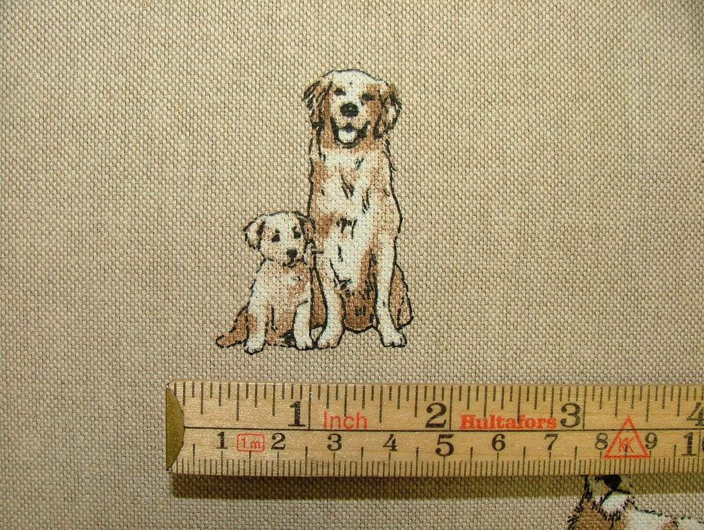 Mini Prints Dogs And Puppies Animals Linen Look Fabric Curtain Upholstery Blinds