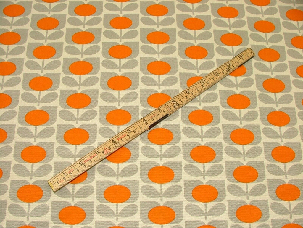 Designer Orla Kiely Ditsy Cyclamen Orange Cotton Curtain Upholstery Fabric