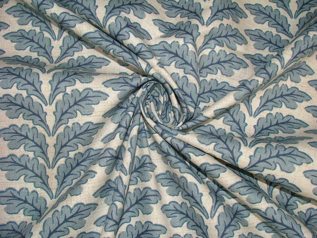 Morris Leaf Delft Blue Cotton Curtain Upholstery Cushion Roman Blind Fabric