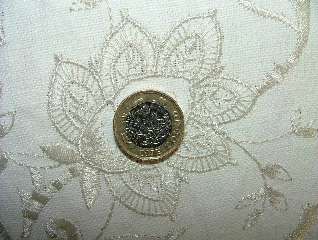 Sandringham Embroidered Curtain Fabric Natural Upholstery  Cushion 23 Metres15