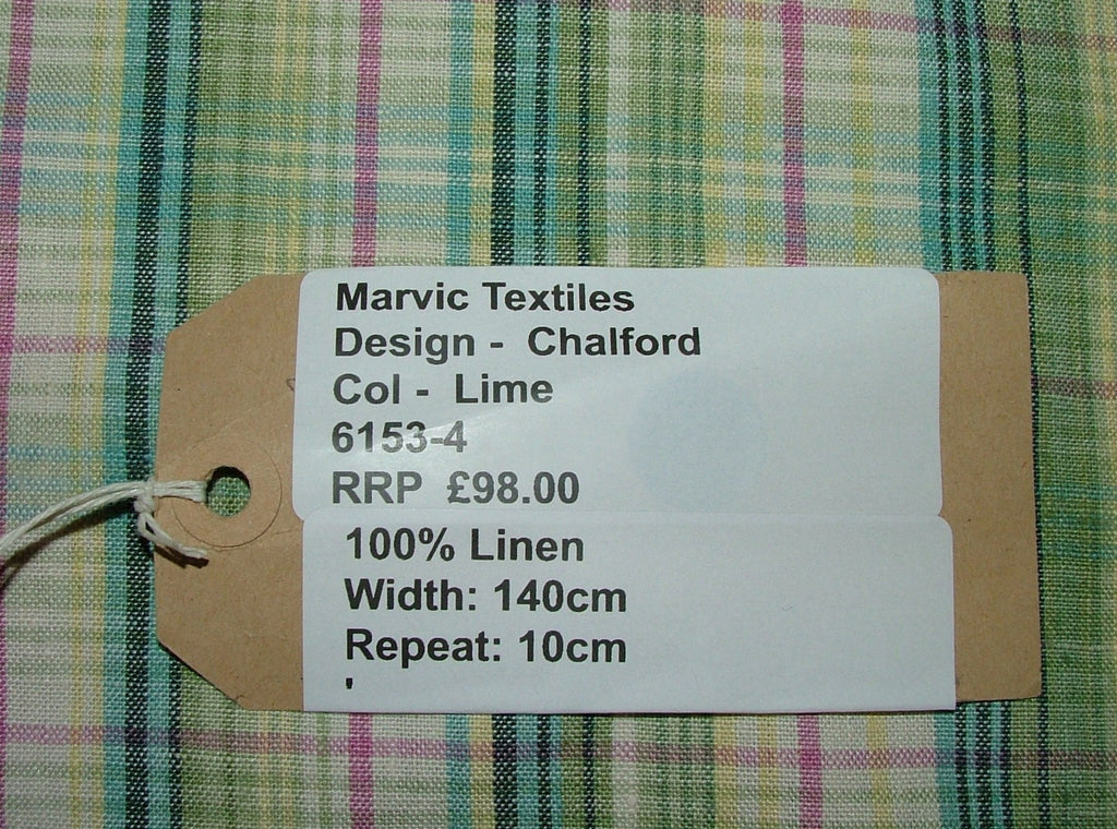 Marvic Textiles Linen Fabric CHALFORD LIME Upholstery Cushion 1.25 Metres0