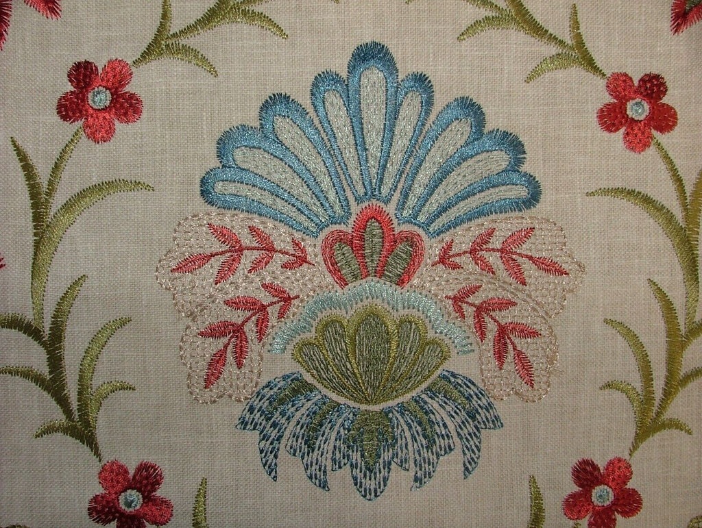 Amadore Poppy Embroidered Floral Fabric Curtain Upholstery Cushion Roman Blind