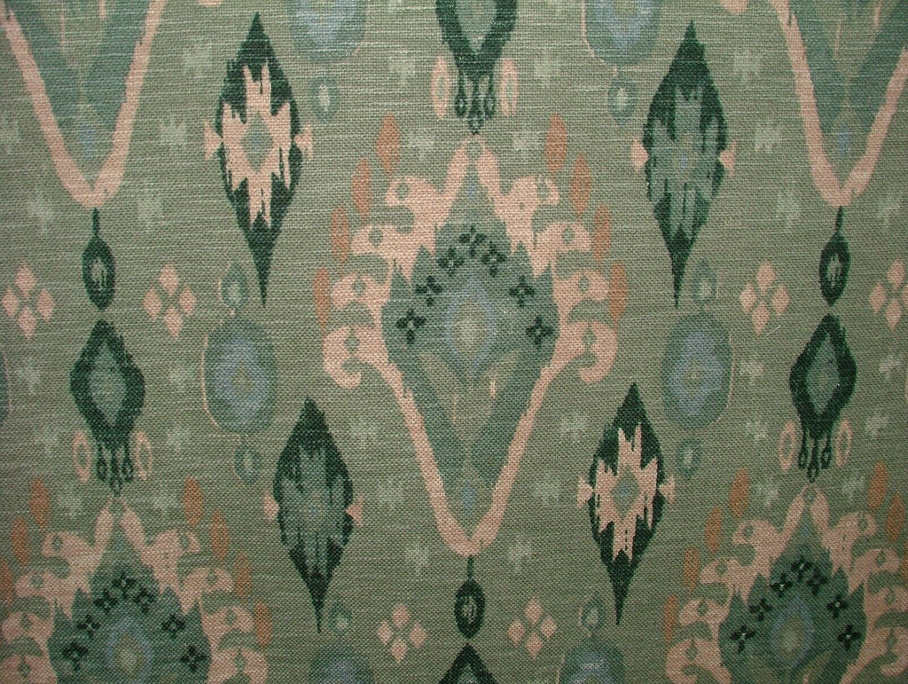 iLiv Boho Sage Green Ikat Linen Blend Cotton Curtain Upholstery Cushion Fabric