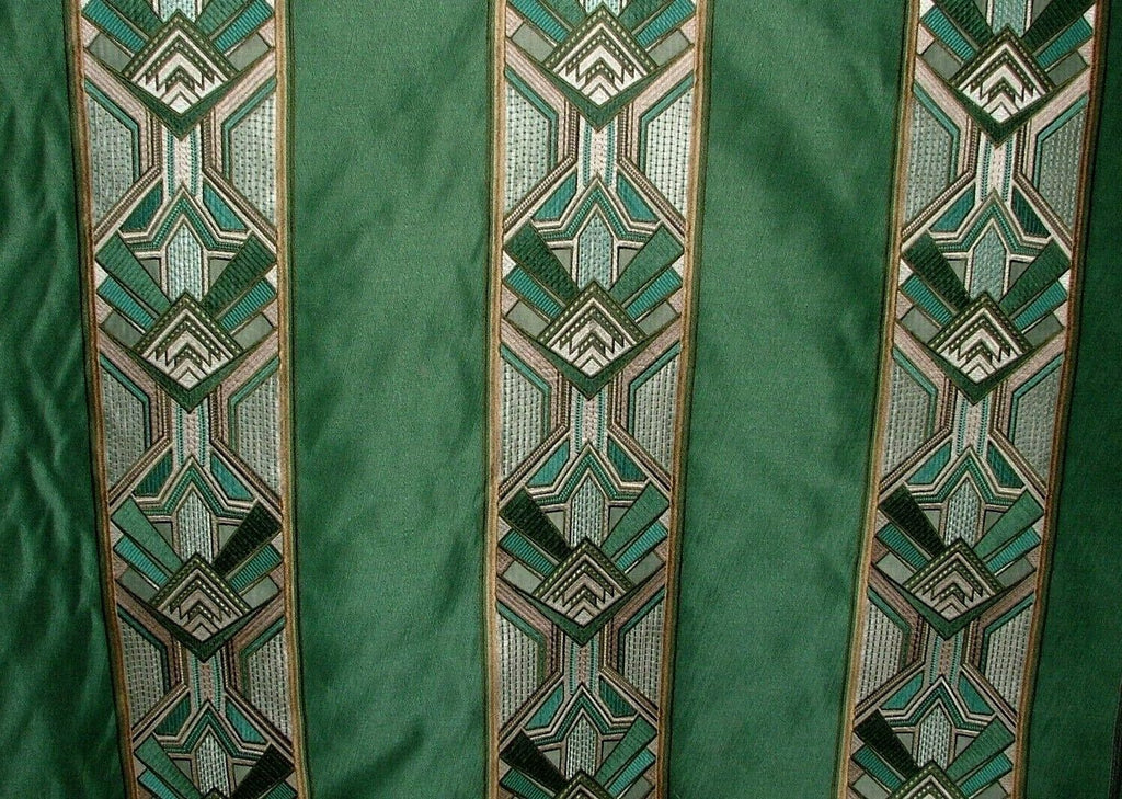 Art Deco Embroidered Gatsby Emerald Jacquard Curtain Upholstery Cushion Fabric