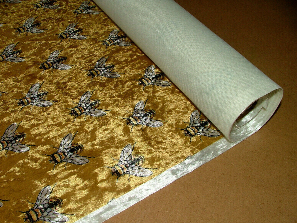 Luxurious Bees Plush Velvet Bee Fabric Curtain Upholstery Cushion Roman Blinds