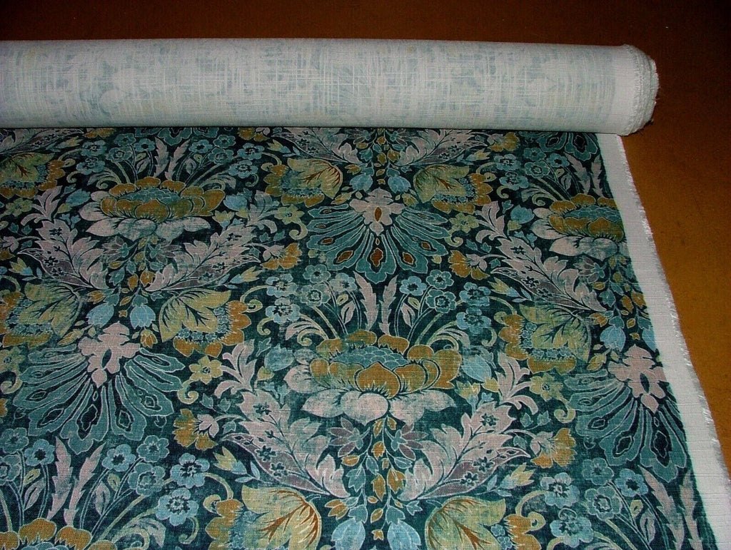 Cromford Teal Digitally Printed Fabric Curtain Upholstery Cushion Headboards