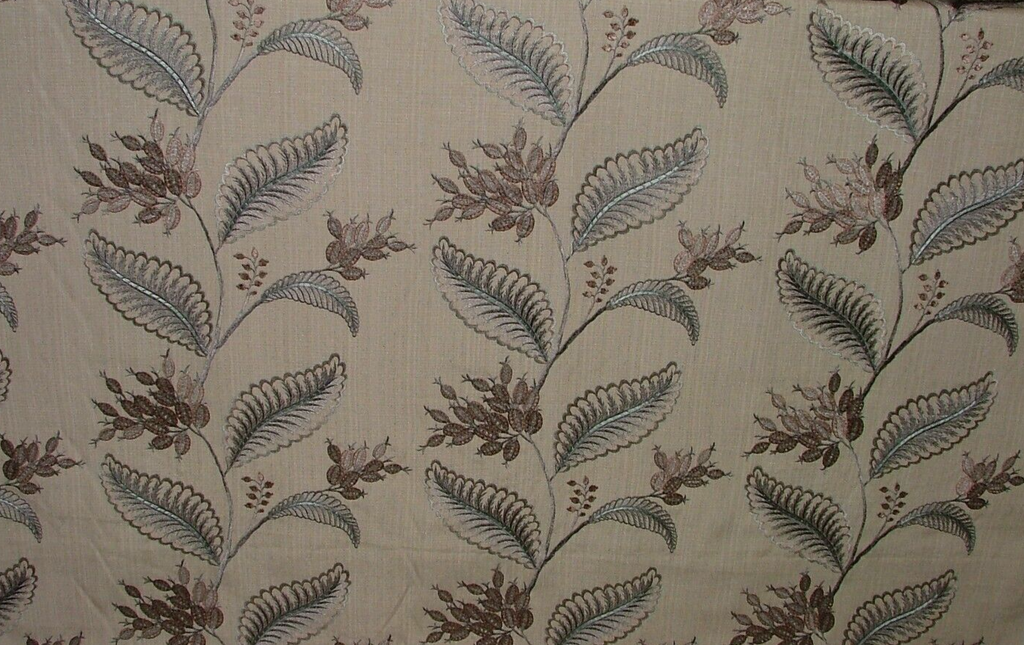 Embroidered Curtain Upholstery Fabric 11 Metres Berryvine Dove Grey RRP £550.003