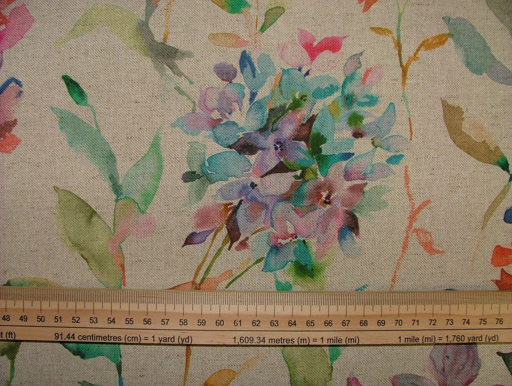 Hydrangea Linen And Cotton Blend Floral Fabric Curtain Cushion Upholstery