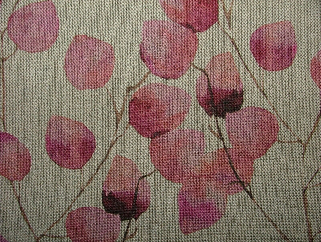 Eucalyptus Tree Leaf Pink Linen Cotton Fabric Curtain Cushion Upholstery Craft