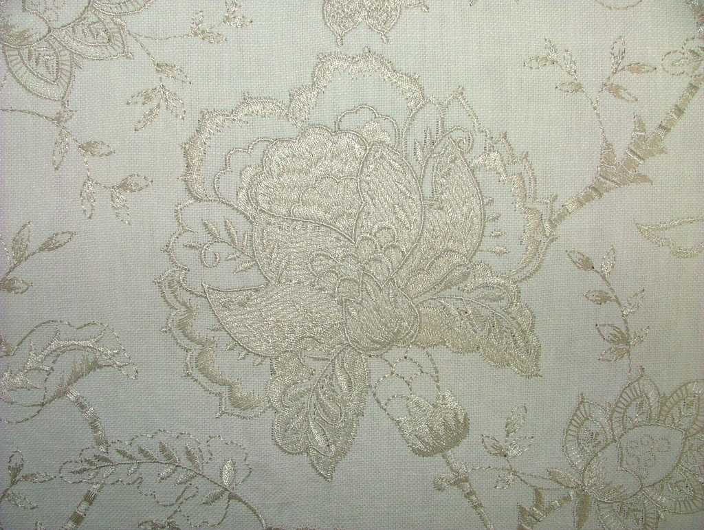 18 Metres Sandringham Natural Embroidered Curtain Upholstery Fabric RRP £720.00