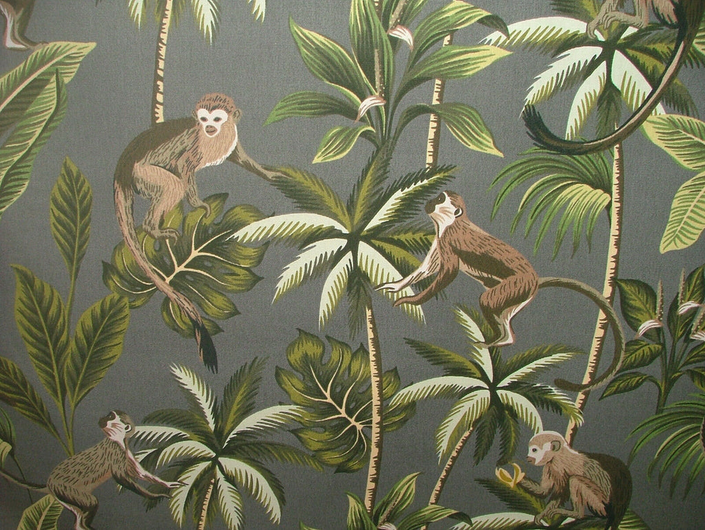 Tropical Monkey Botanical 100% Cotton Curtain Upholstery Cushion Blind Fabric