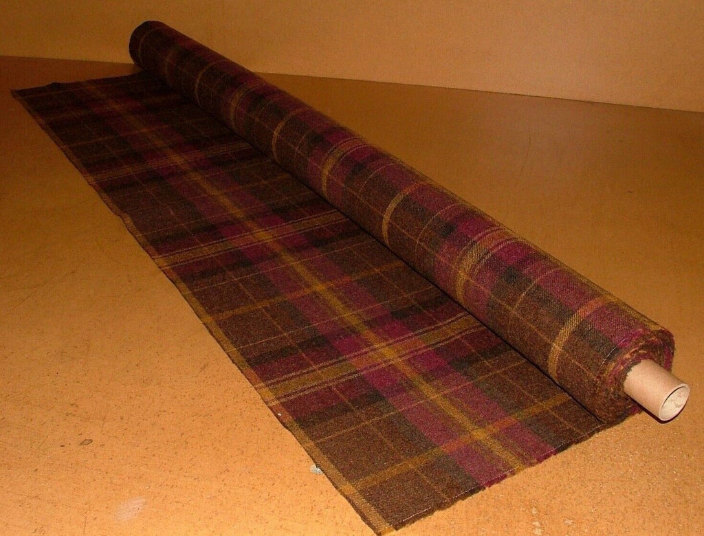 100% Shetland Wool Heather Brindle Gold Tartan Upholstery Curtain Cushion Fabric