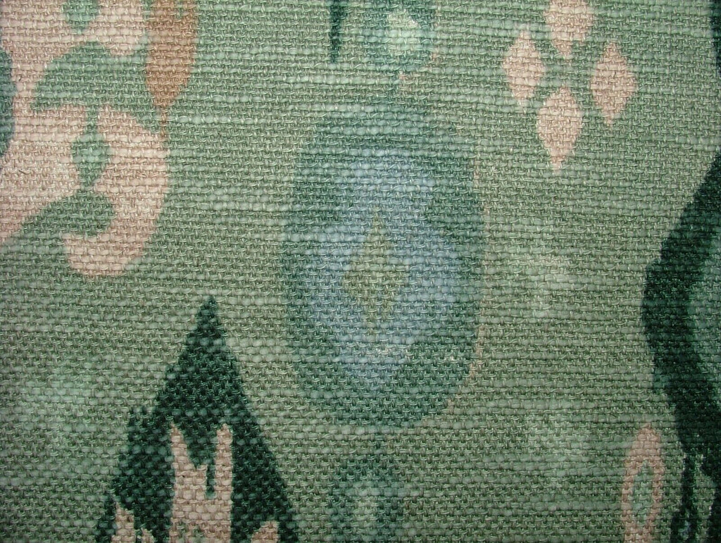 iLiv Boho Sage Green Ikat Linen Blend Cotton Curtain Upholstery Cushion Fabric